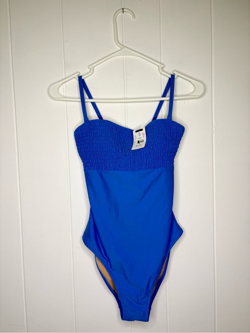 NWT J. crew Smocked One Piece Swimsuit Blue Women’s Size XS Beach Vacation